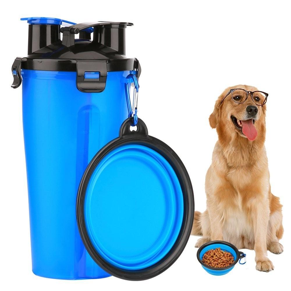 2-in-1 Dog Water Bottle with Collapsible Bowl